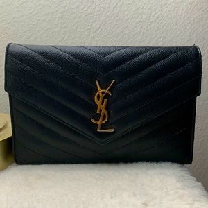 YSL Matelassé Envelope Wallet on Chain Bag